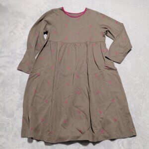 Lands End A Line 100% Cotton Dress Brown with All Over Dog Print Sz 6X
